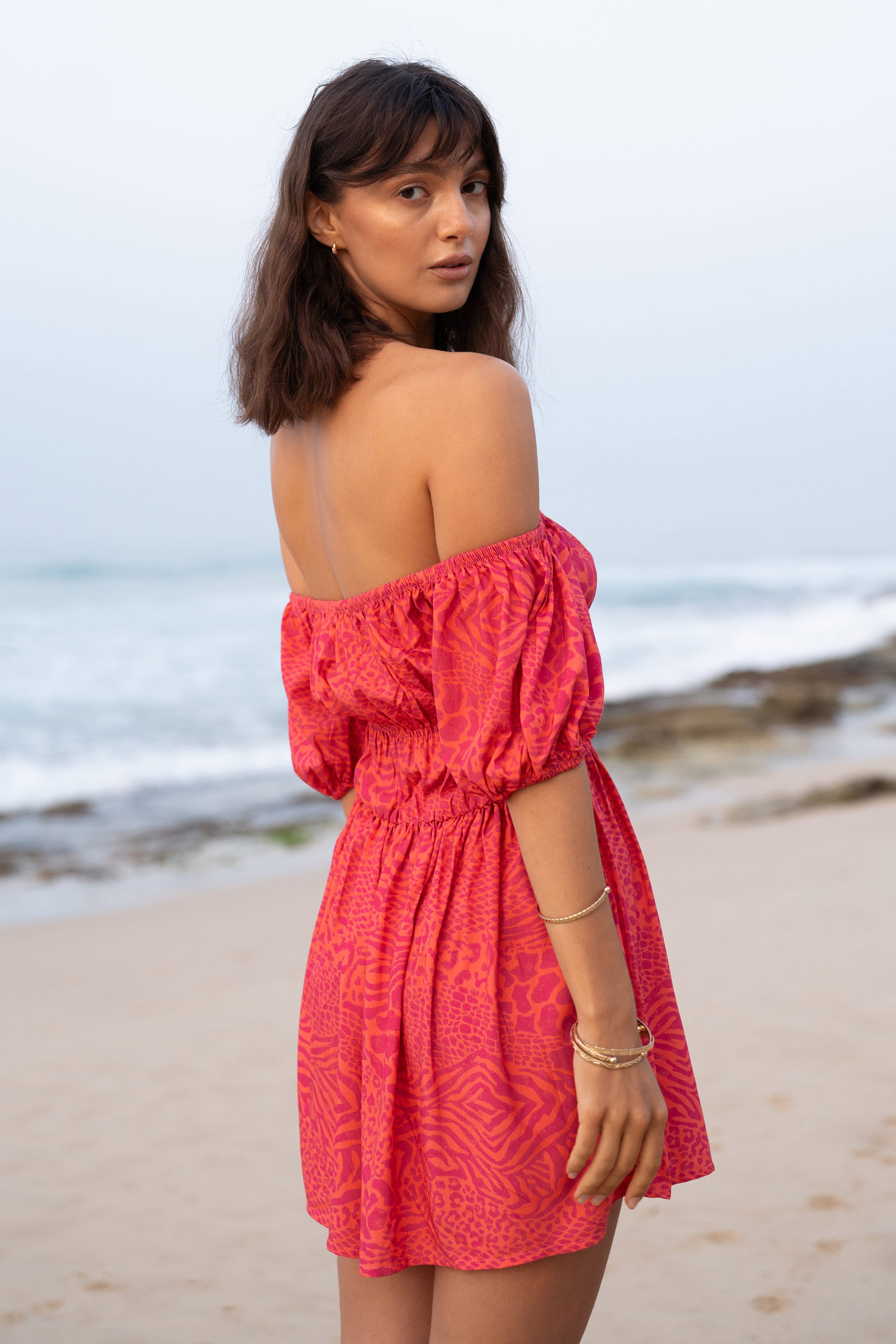 Luna Off Shoulder Dress In Pink