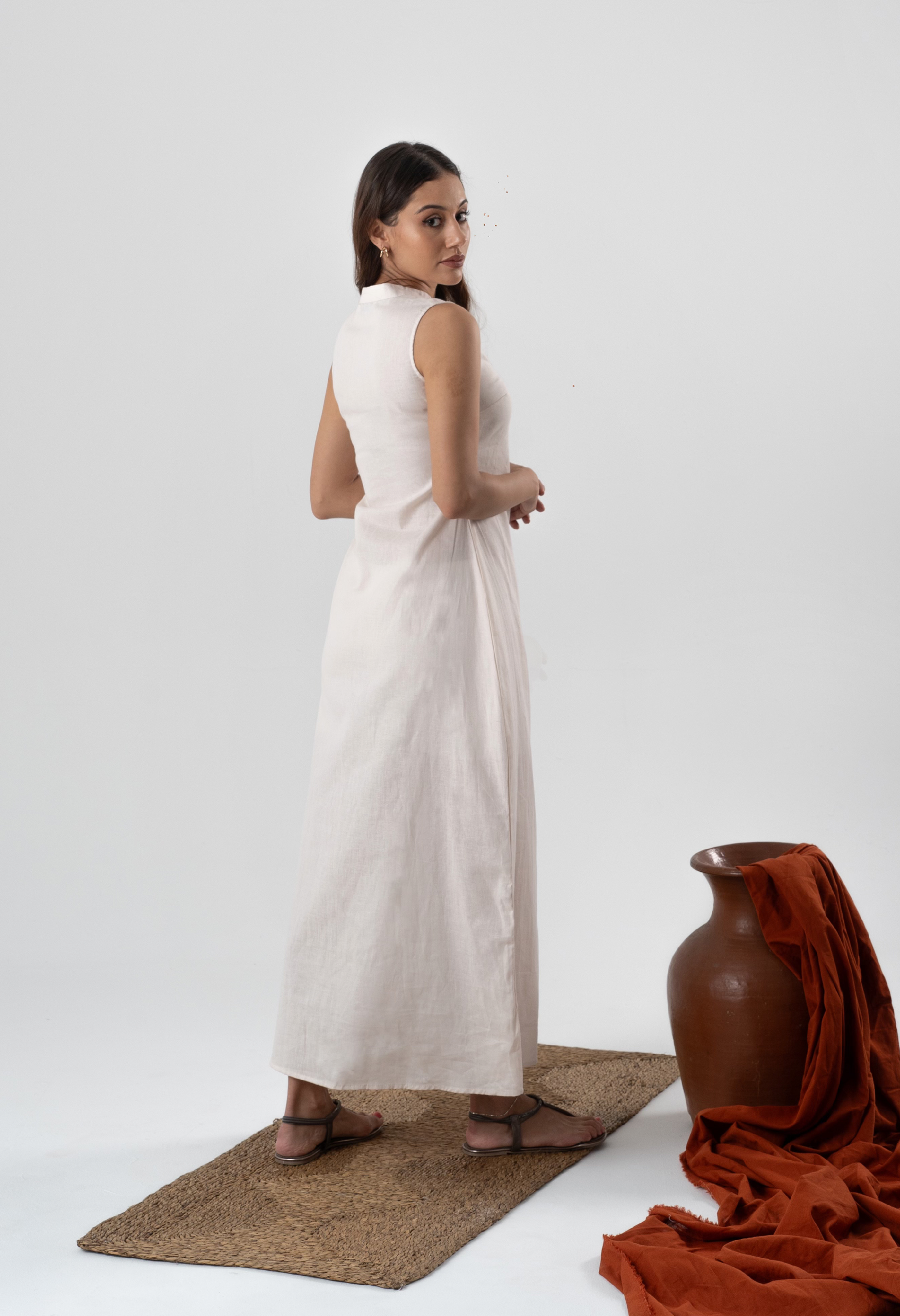 Amalfi Linen Dress in Beige