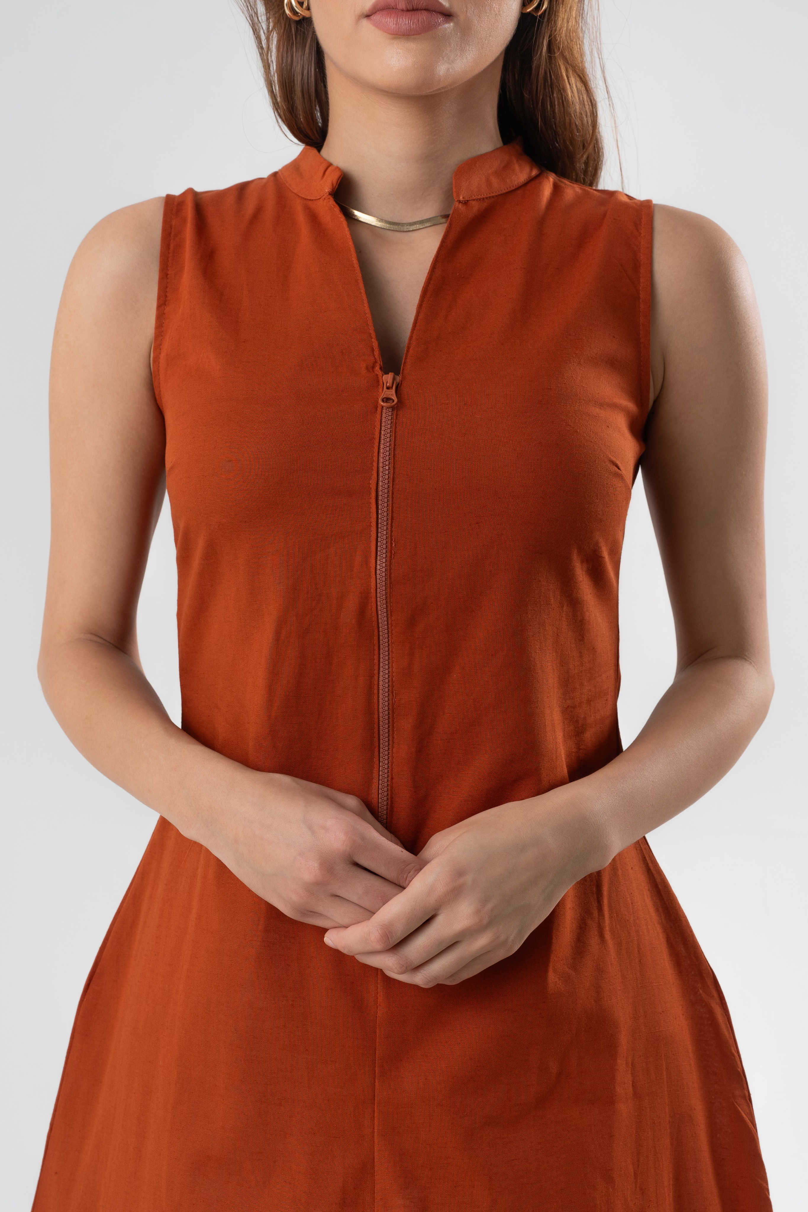 Amalfi Linen Dress in Terracotta